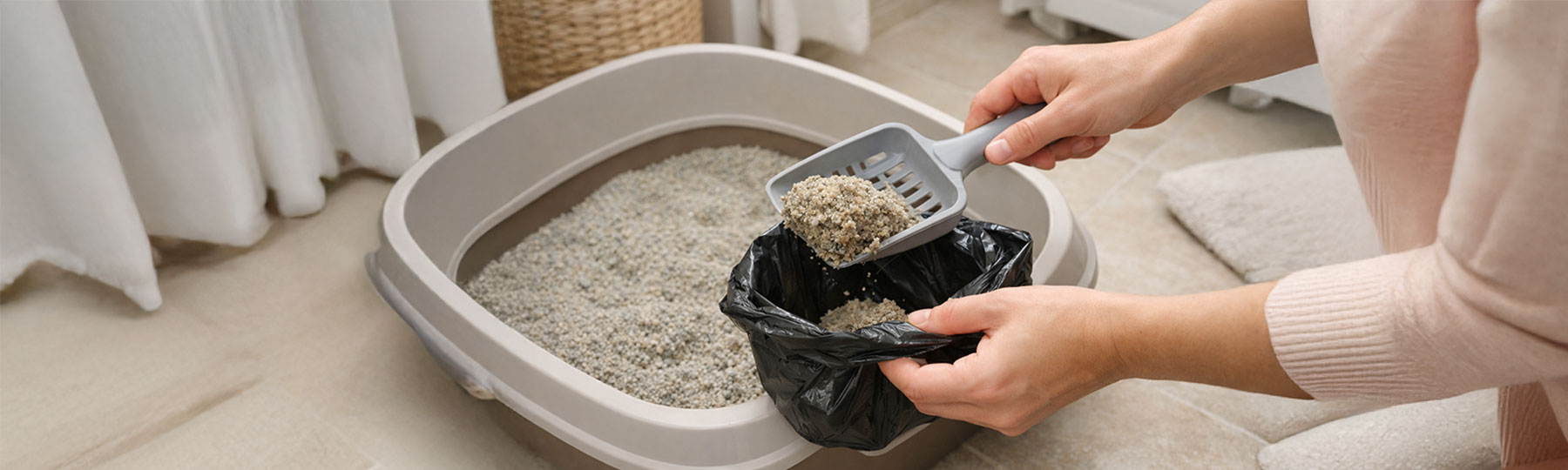 Rengöra kattsandlåda Rengöra kattsandlåda