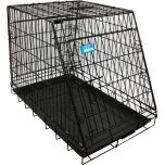Ozami. Hundbur Lutande Svart. Transportbur i kraftigt metallgaller. 