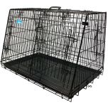 Ozami. Hundbur Lutande 2-delad Svart. Transportbur i kraftigt metallgaller. 