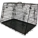 Ozami. Hundbur Lutande 2-delad Svart. Transportbur i kraftigt metallgaller.