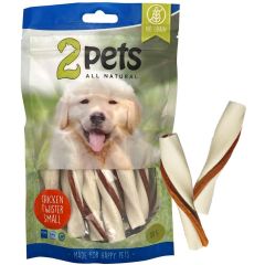 2Pets. Tuggtwister Kyckling. Tuggpinnar med invävd kycklingfilé.