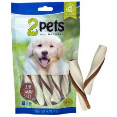 2Pets. Tuggtwister Lamm. Tuggpinnar med invävd lamm.