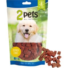 2Pets. Hundgodis Ostrich Cubes Struts. Mjuka hundgodis med struts.