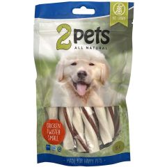 2Pets. Tuggtwister Kyckling Small 80g. Tuggpinnar med invävd kycklingfilé.