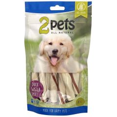 2Pets. Tuggtwister Anka Small 80g. Tuggpinnar med invävd ankfilé.