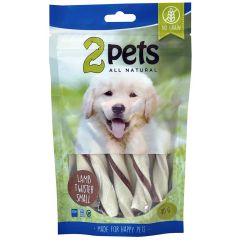 2Pets. Tuggtwister Lamm Small 80g. Tuggpinnar med invävd lamm.