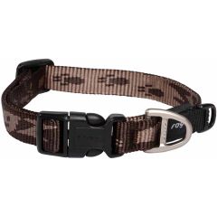 Rogz. Rogz Alpinist Halsband Brun. Behagligt och skonsamt halsband med text och tassmotiv.