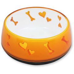 All For Paws. AFP Hundskål Dog Love Orange. Skål med hundben och hjärtan. 