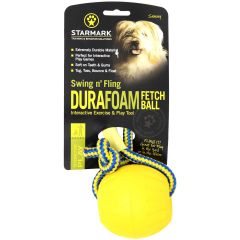 Starmark DuraFoam Fetch Ball M. Flytande skumboll med rep för kastlek. 