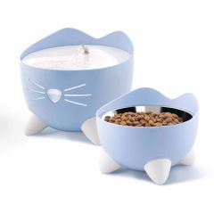 Catit PIXI Combo Kit Blå. PIXI Vattenfontän + förhöjd matskål. 