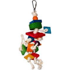 Ozami. Fågelleksak James. Fågelleksak färgglad med trä och rep.