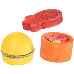 Flamingo. Gnagarleksaker Bernie 3-pack. Tre smådjurleksaker i trä och luffa.