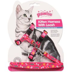 Pawise. Kattsele Kattunge Rosa/Lila. Dekorativ kattsele med koppel. 