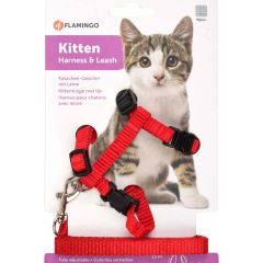 Flamingo. Sele Kattunge Röd. Kattsele med koppel i slitstarkt nylon.