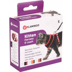 Flamingo. Sele m Koppel Mesh Röd S. Kattsele med mesh och koppel. 