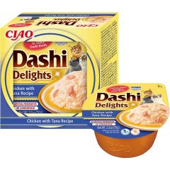 Dashi Delights Chicken Tuna. Kycklingflingor och tonfisk i dashi buljong. 