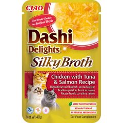 Dashi Delights Silky Broth Chicken Tuna & Salmon. Kyckling med tonfisk och lax i dashi buljong. 