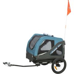 Trixie. Cykelvagn Blå/Grå. Cykelvagn med fjädring och regnskydd. 