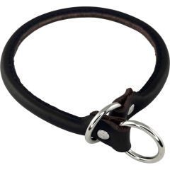 Rundsytt dressyrhalsband i läder