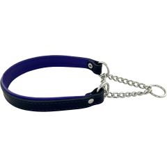 Läderhalvstryp Svart/Lila 30