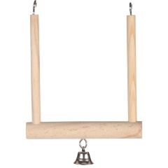 Flamingo. Fågelgunga Trapets Undulat. Fågelgunga i naturligt trä.