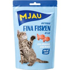 Mjau Fina Fisken Lax 35g. Naturligt kattgodis av lax.