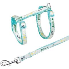 Kattsele. Sele och koppel med stjärnmotiv